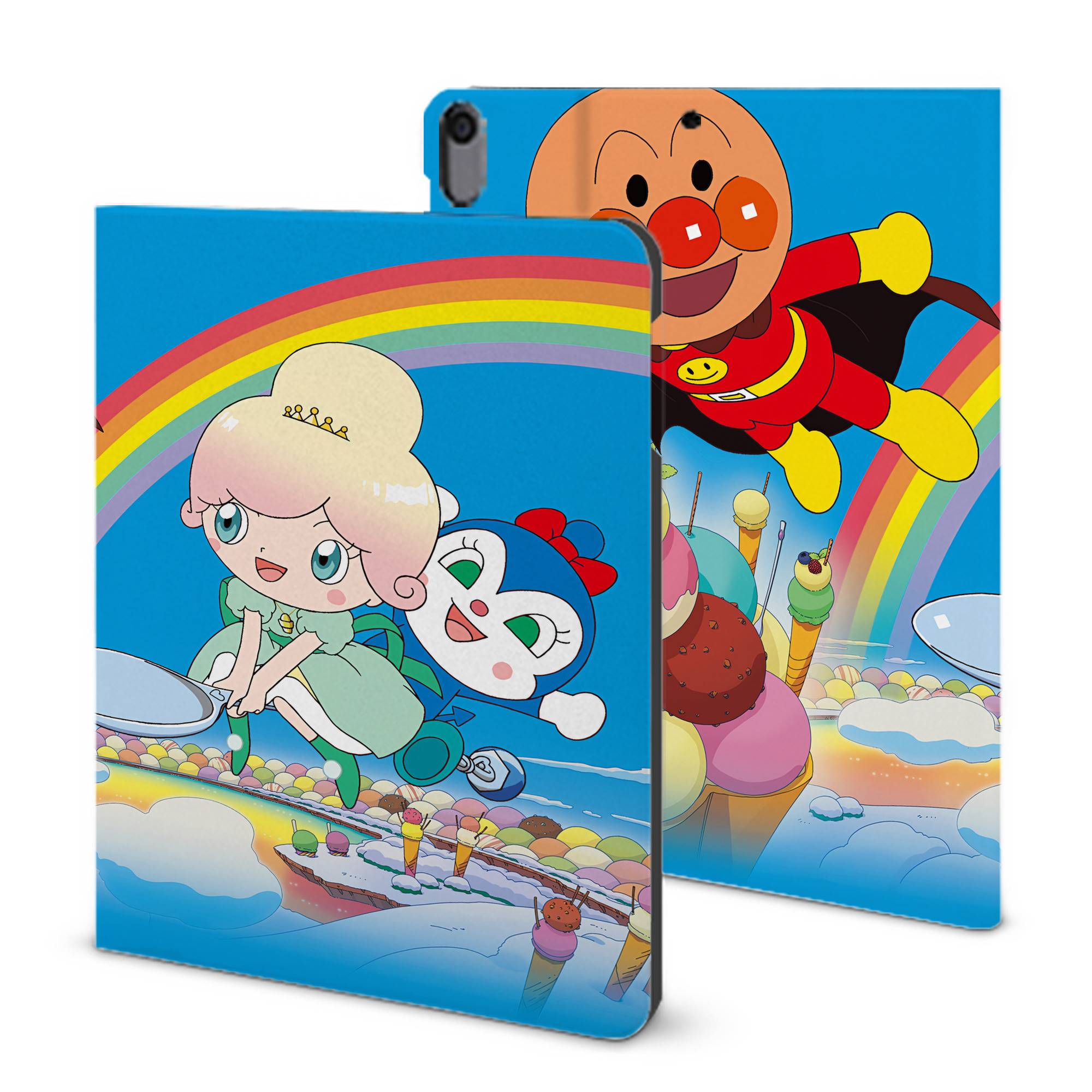 （画像用） アンパンマン Anpanman IPad ケース ブック型 PUレザー TPU 耐衝撃 軽量 薄型 ペン収納なし 全面保護 IPad 各モデル対応